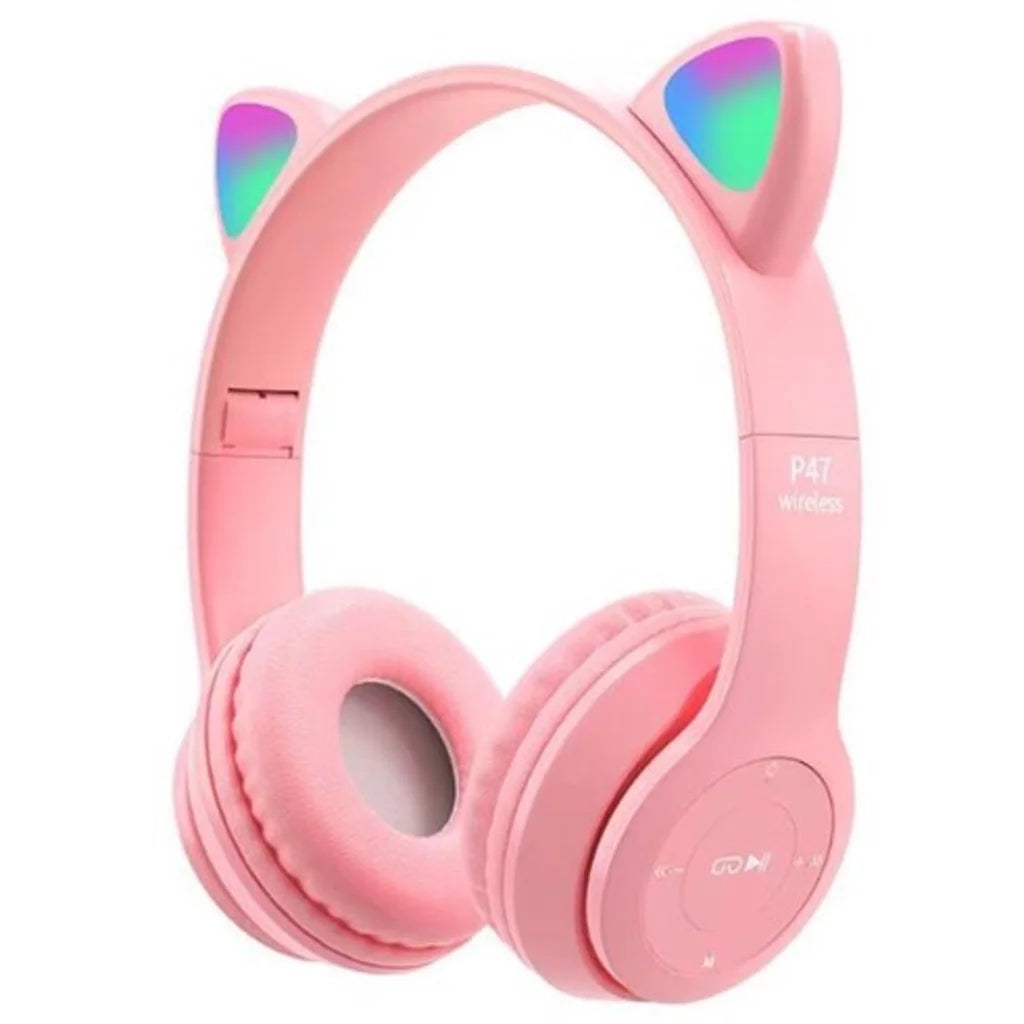 Fone Bluetooth Orelha de Gato LED RGB