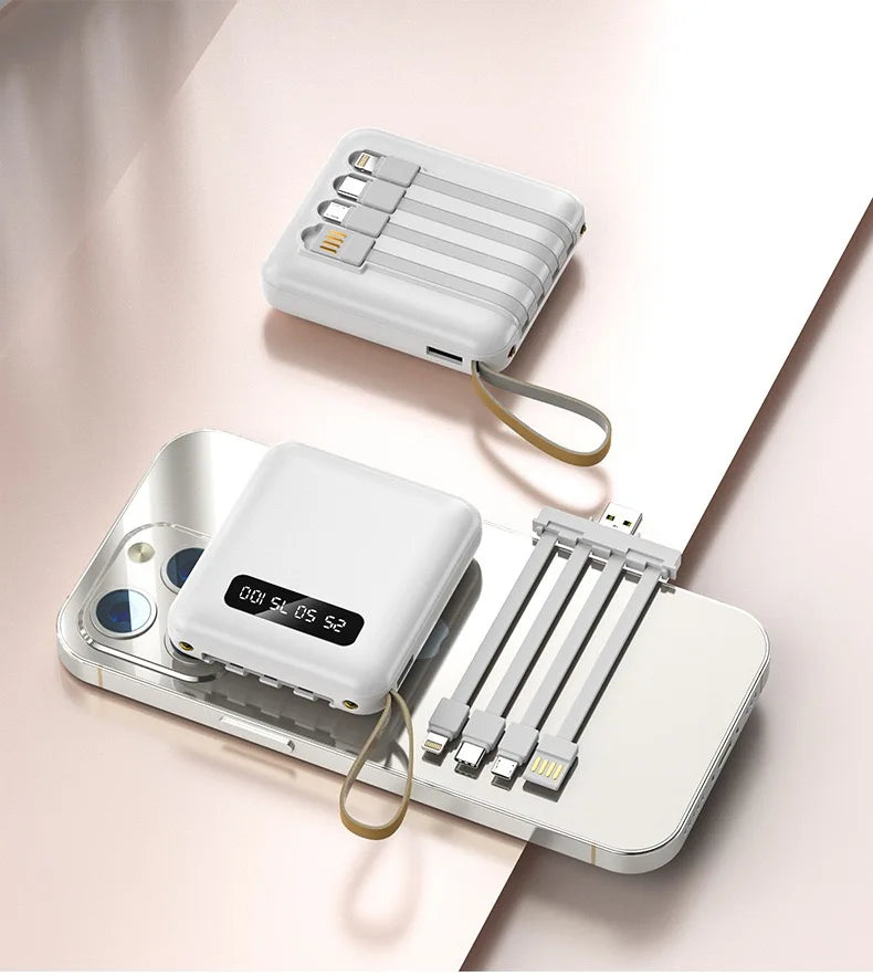 Power Bank 10000mAh com 4 Cabos Integrados