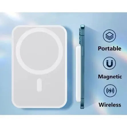 Carregador Portátil Indução para iPhone/Android Magsafe Apple Sem fio Bateria Carga 5000mAh