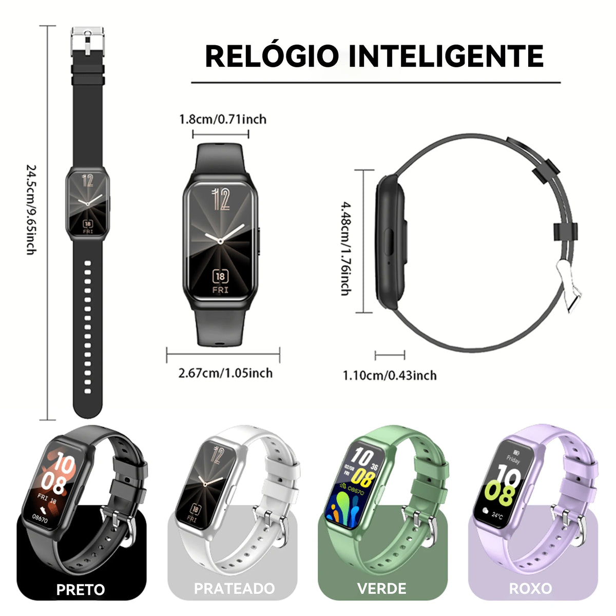 Mini Smartwatch Tela Touch 1.45" com Chamadas