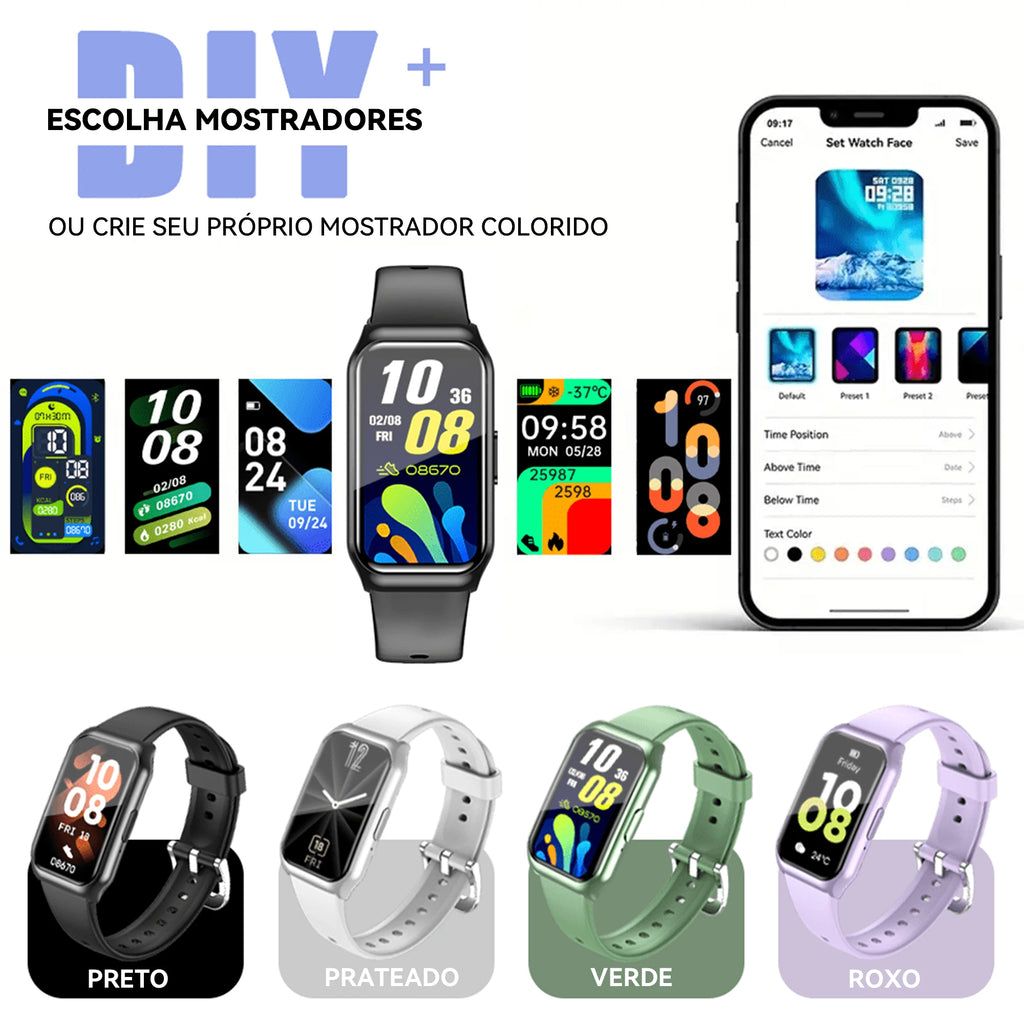 Mini Smartwatch Tela Touch 1.45" com Chamadas