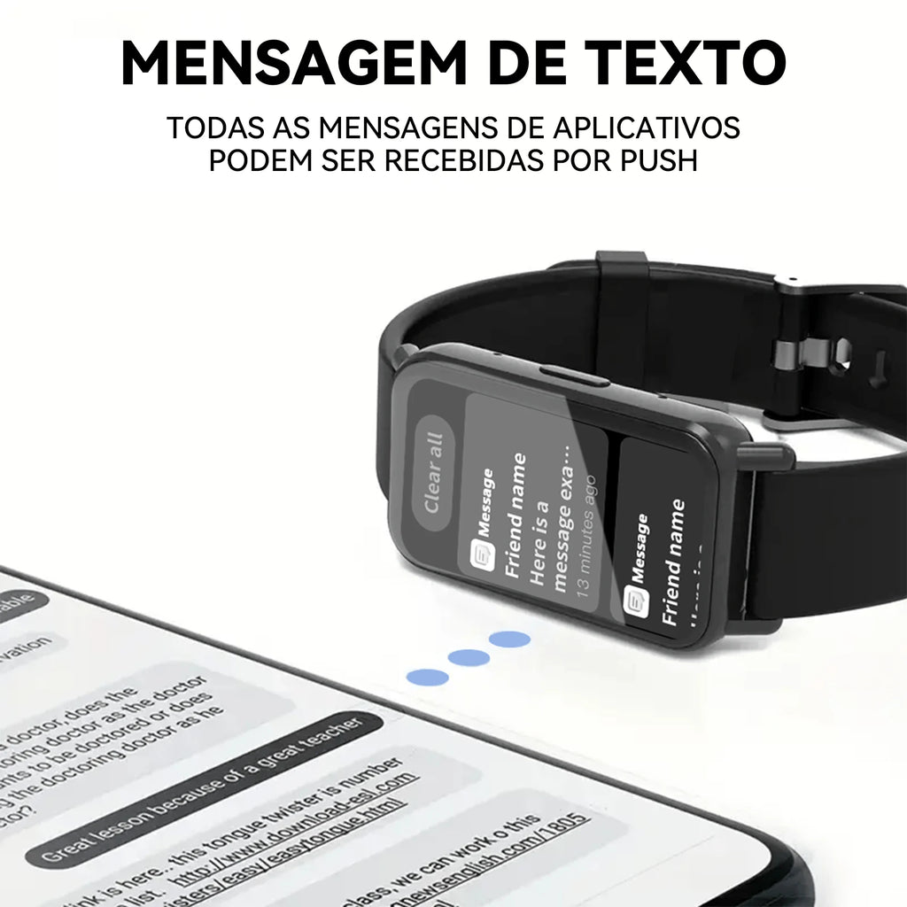 Mini Smartwatch Tela Touch 1.45" com Chamadas