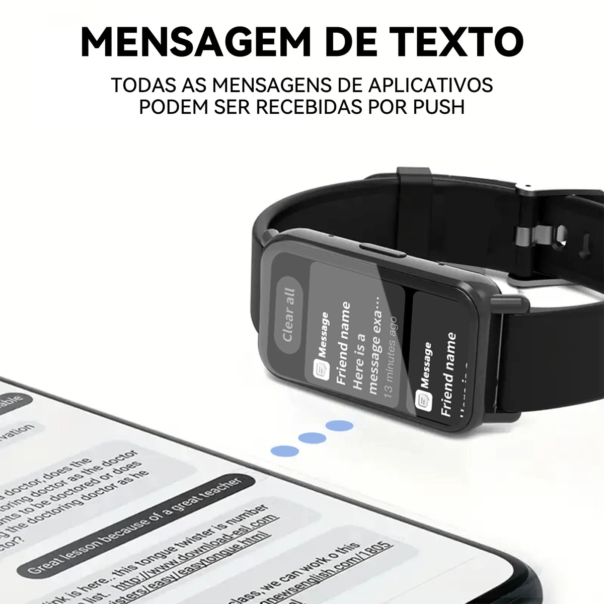 Mini Smartwatch Tela Touch 1.45" com Chamadas