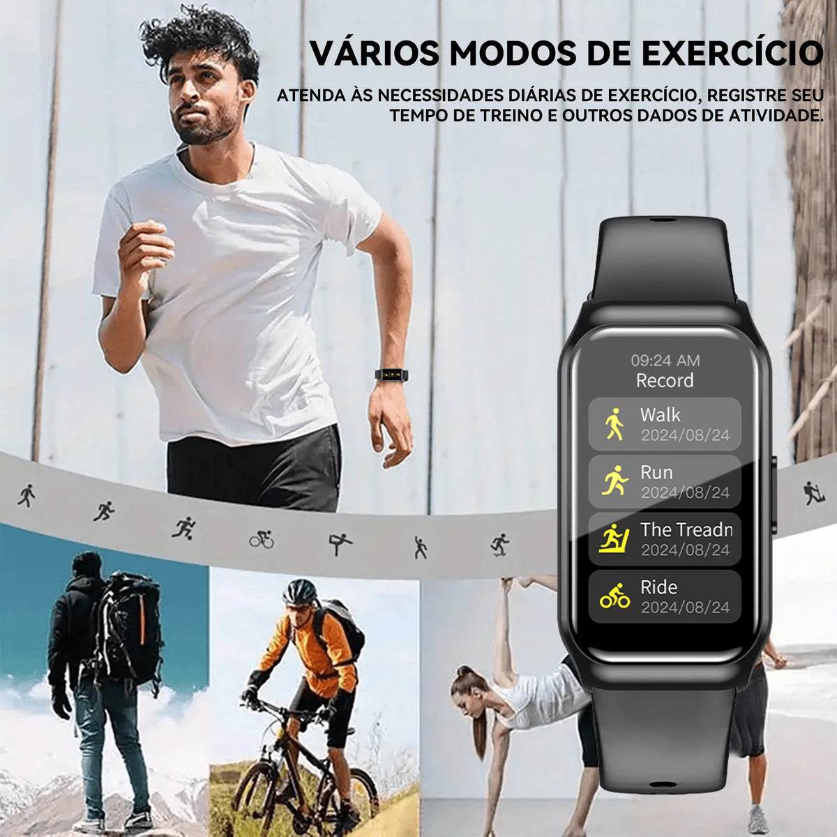 Mini Smartwatch Tela Touch 1.45" com Chamadas