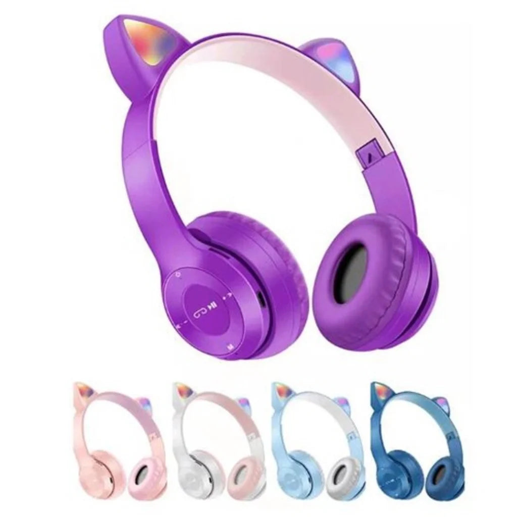 Fone Bluetooth Orelha de Gato LED RGB