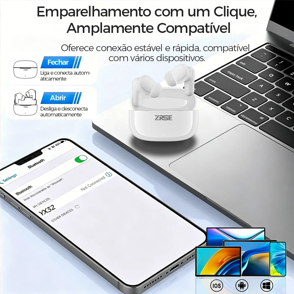 Fone Esportivo ZRSE Bluetooth 5.4 à Prova d'Água