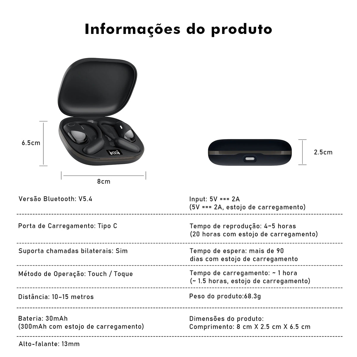 Fone Bluetooth Auricular Sem Fio