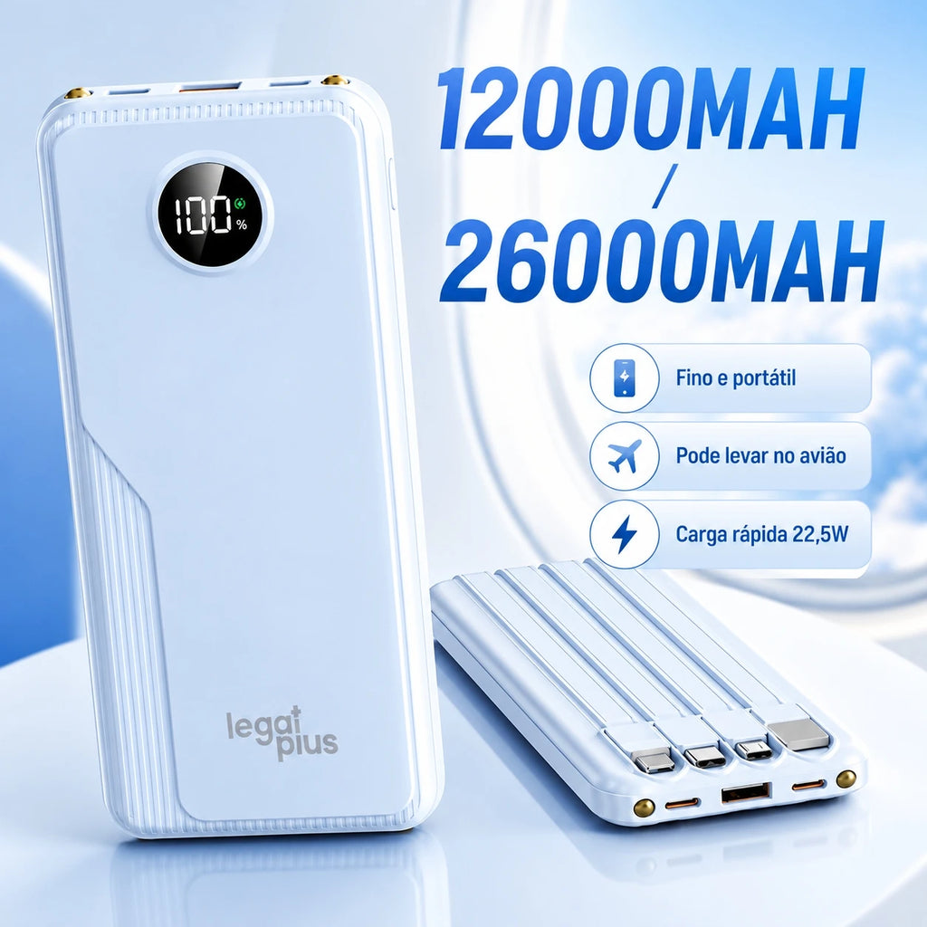 Power Bank 12000mAh/26000mAh Alta Capacidade