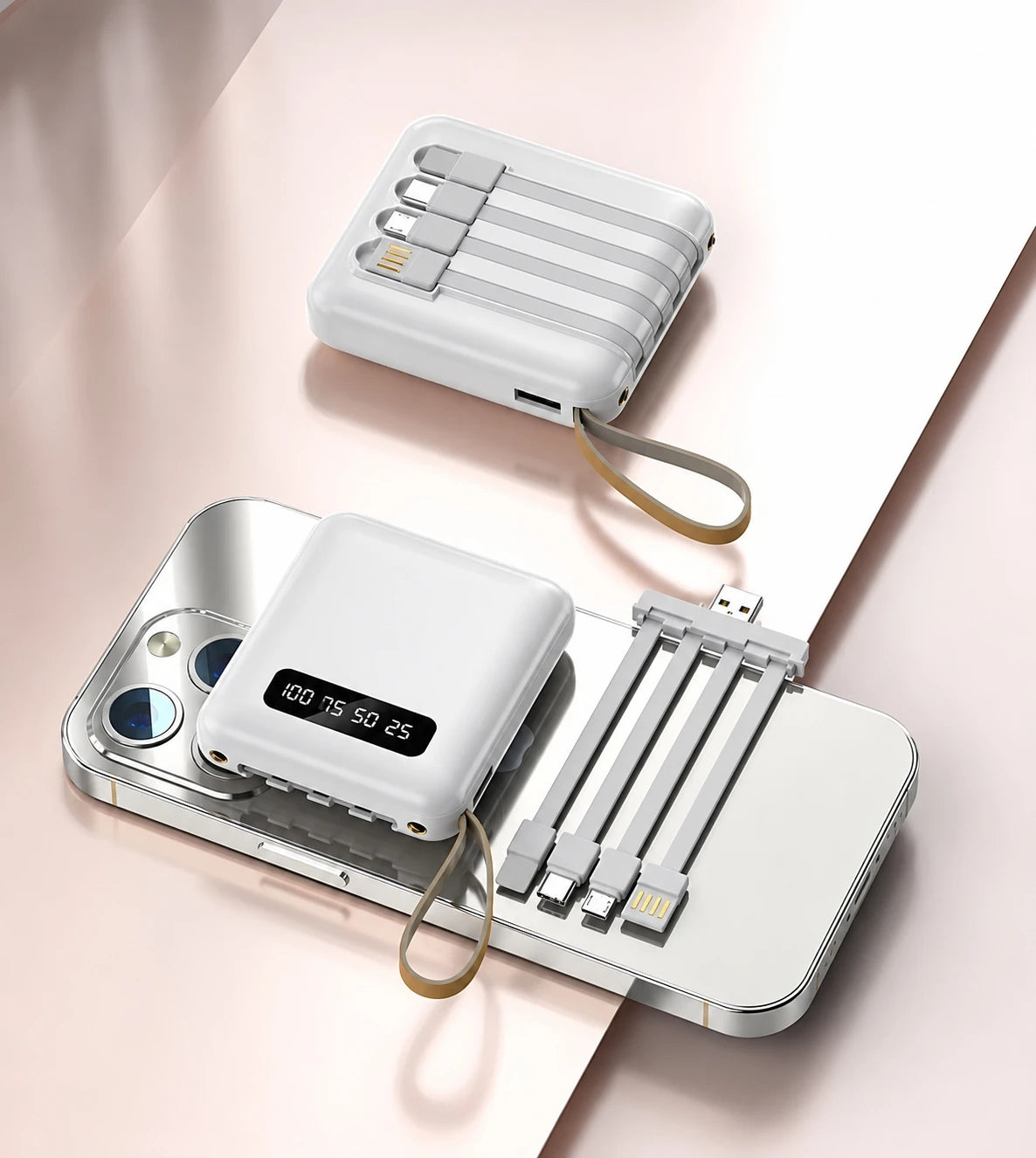 Power Bank 10000mAh com 4 Cabos Integrados