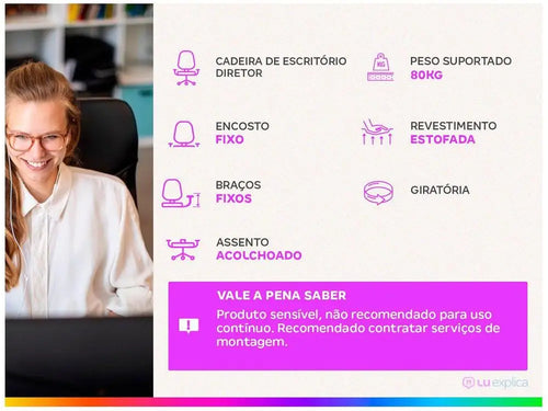 Cadeira Executiva Giratória Otello Preta