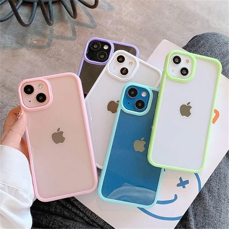 Capinha Silicone Transparente Colorida iPhone