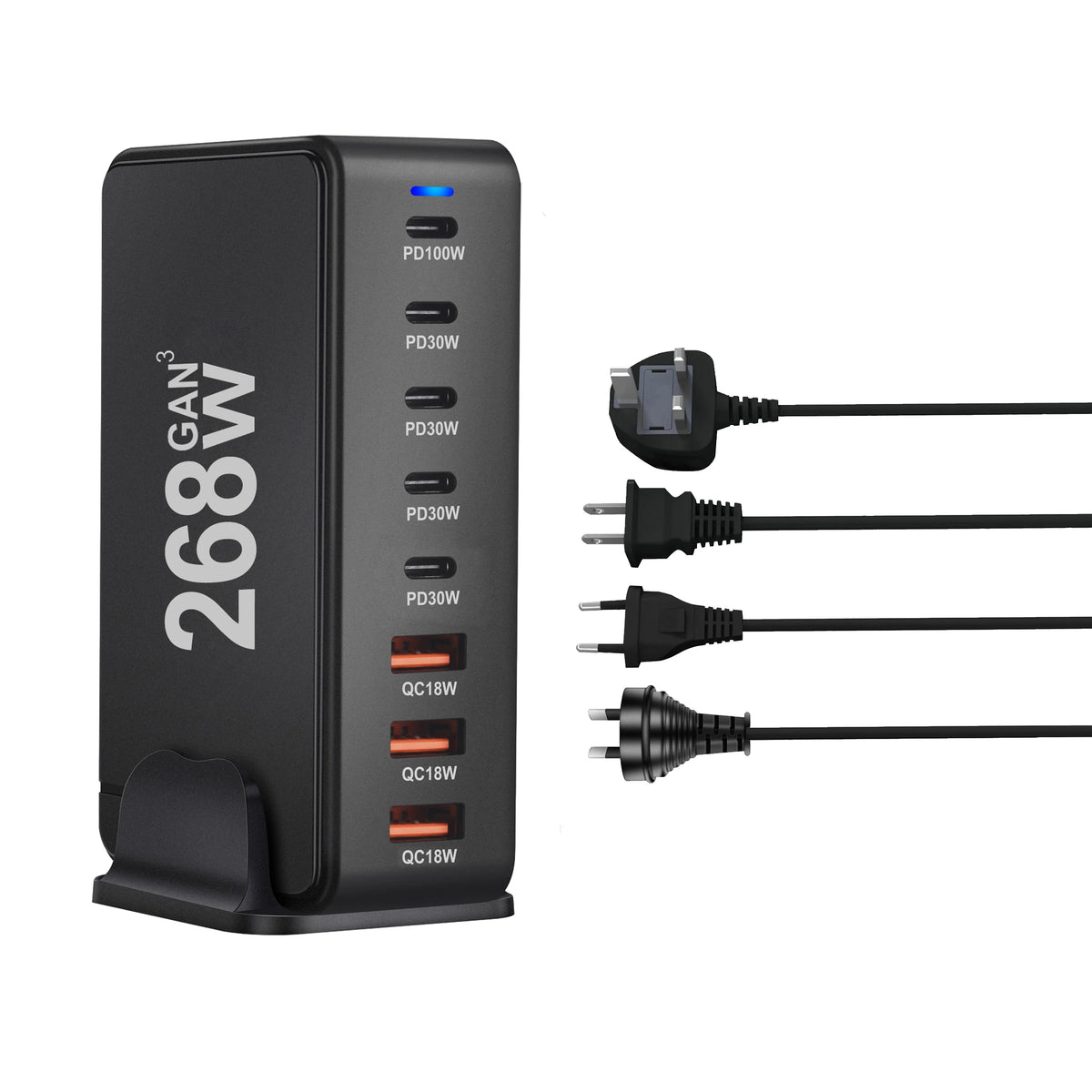 Carregador de Mesa GaN 268W Multi-Portas