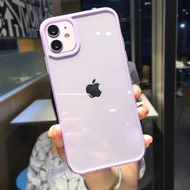 Capinha Silicone Transparente Colorida iPhone