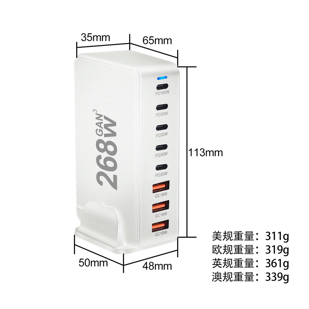 Carregador de Mesa GaN 268W Multi-Portas