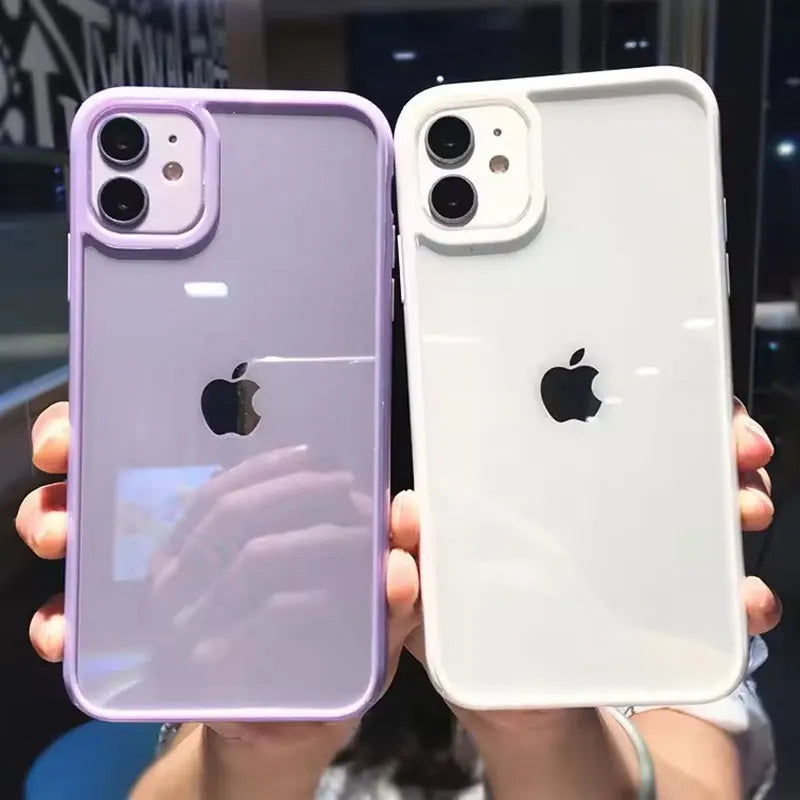Capinha Silicone Transparente Colorida iPhone