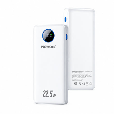 Carregador Portátil NOHON 10.000mAh - Bateria Externa Compacta com Display Digital