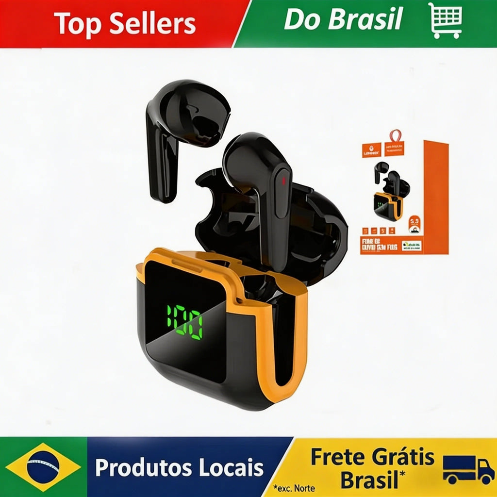 Fone TWS Bluetooth com Display LED Touch