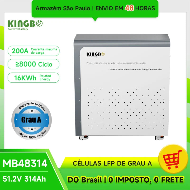 Bateria Solar LiFePO4 51.2V 314Ah 16kWh Kingbo