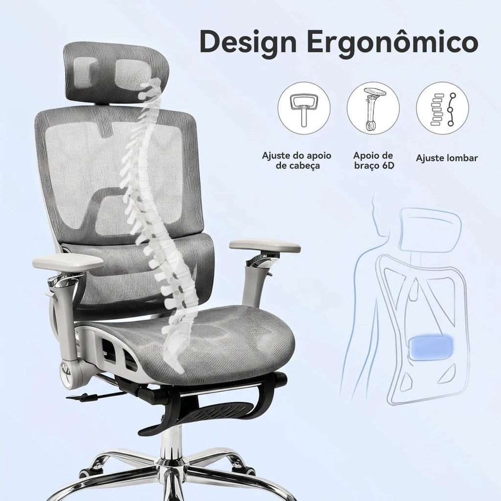 Cadeira Ergonômica Reclinável Escritório e Gamer