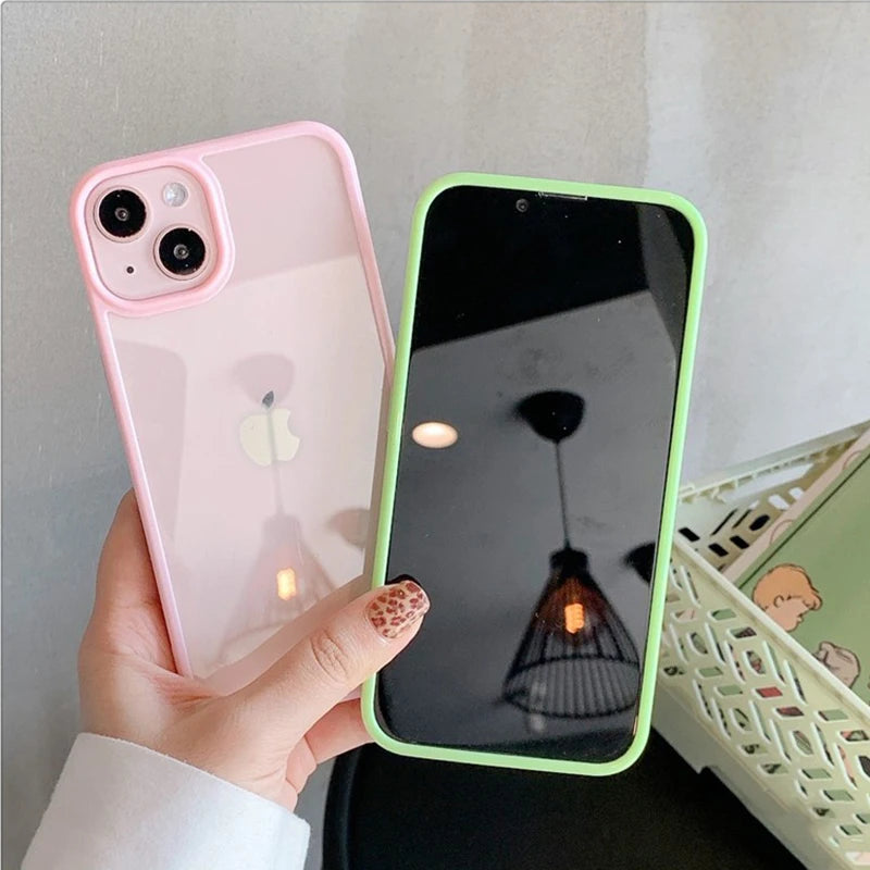 Capinha Silicone Transparente Colorida iPhone