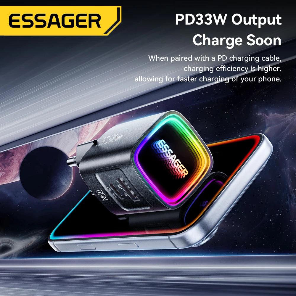 Carregador GaN Essager 33W USB-C Fast Charge