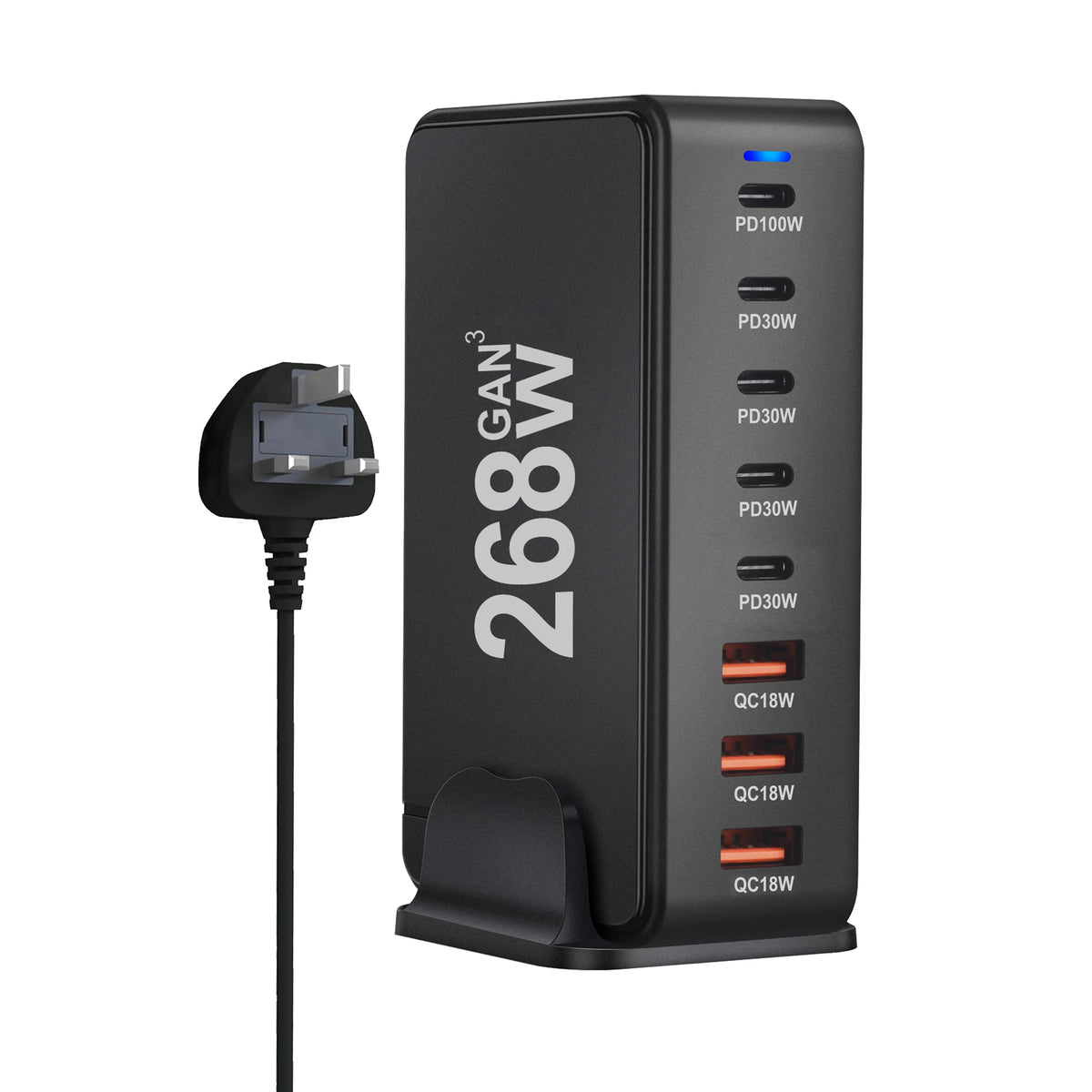 Carregador de Mesa GaN 268W Multi-Portas