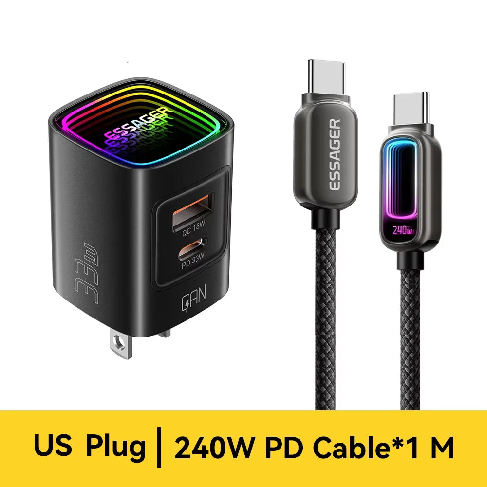 Carregador GaN Essager 33W USB-C Fast Charge