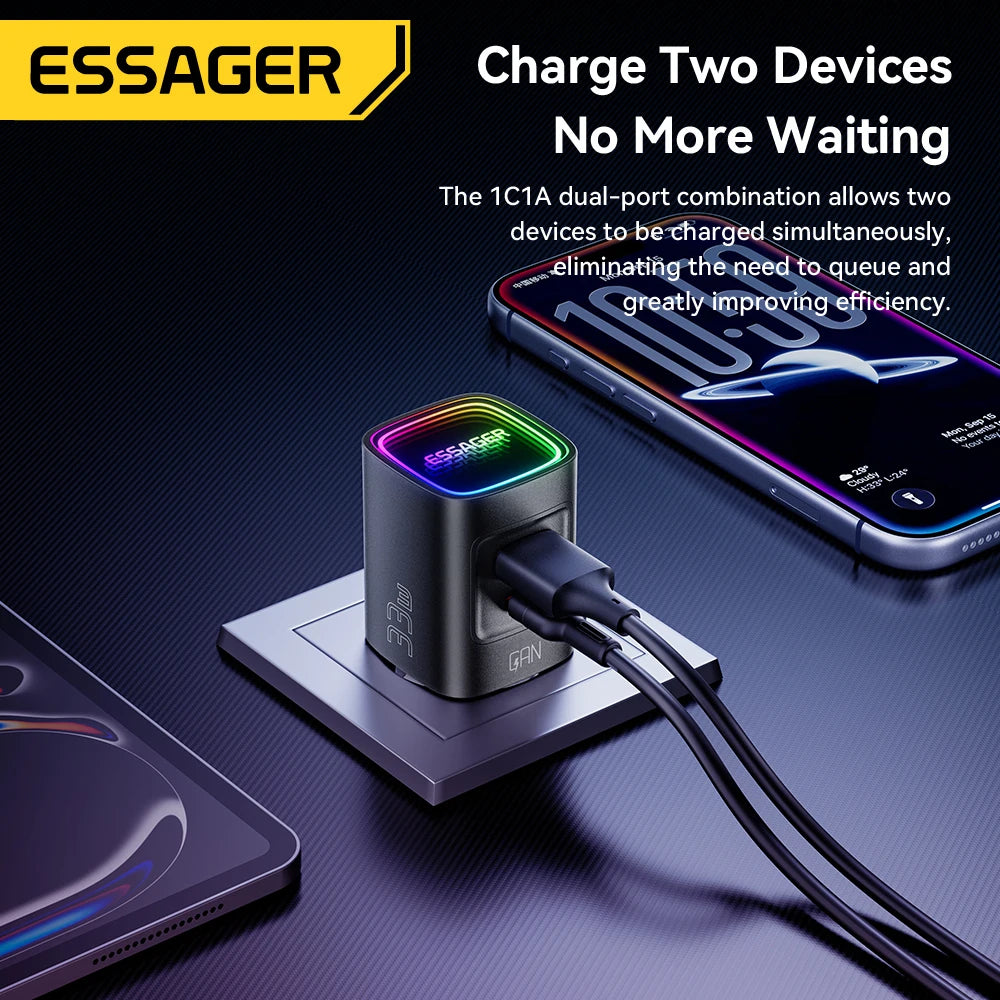 Carregador GaN Essager 33W USB-C Fast Charge