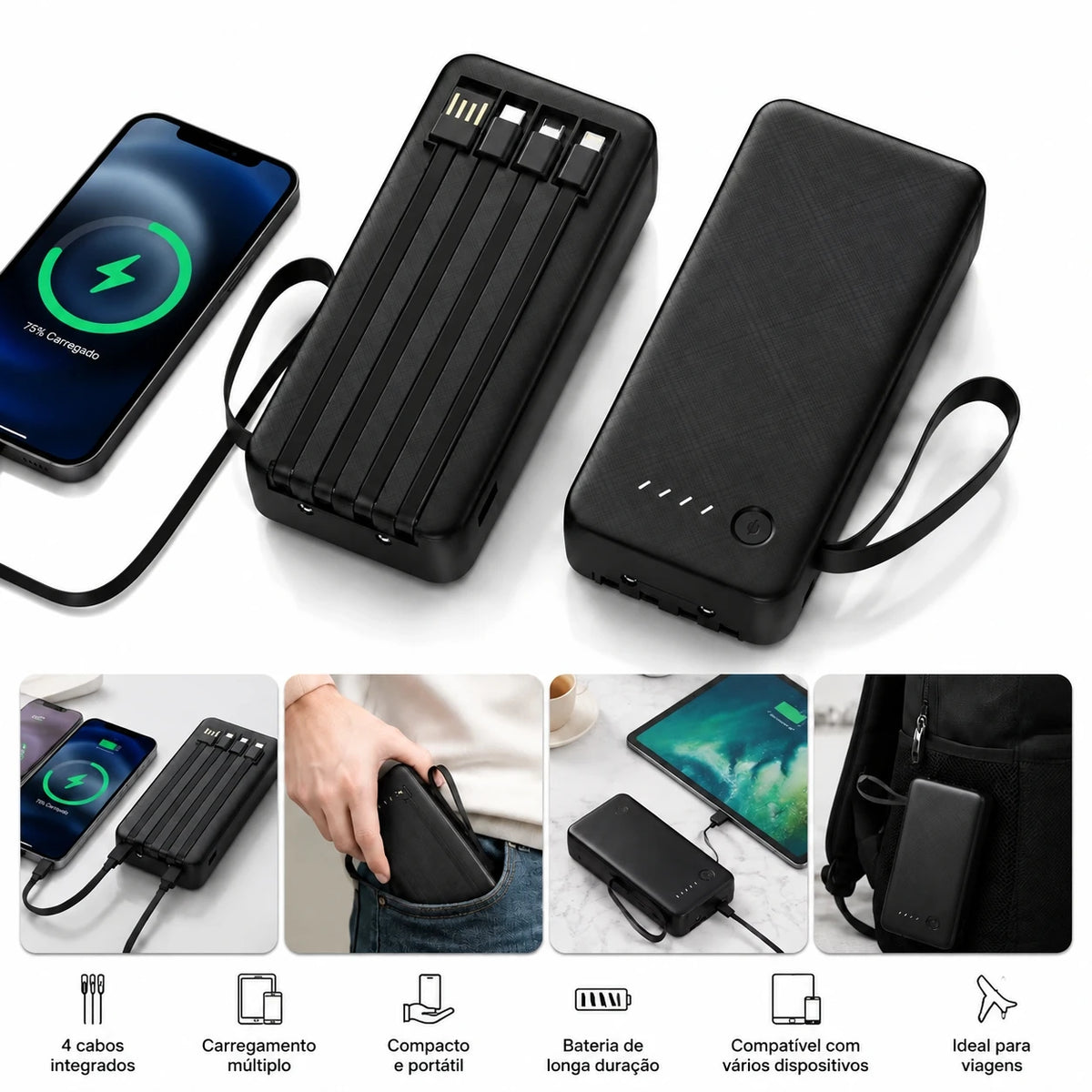 Power Bank 26000mAh Alta Capacidade