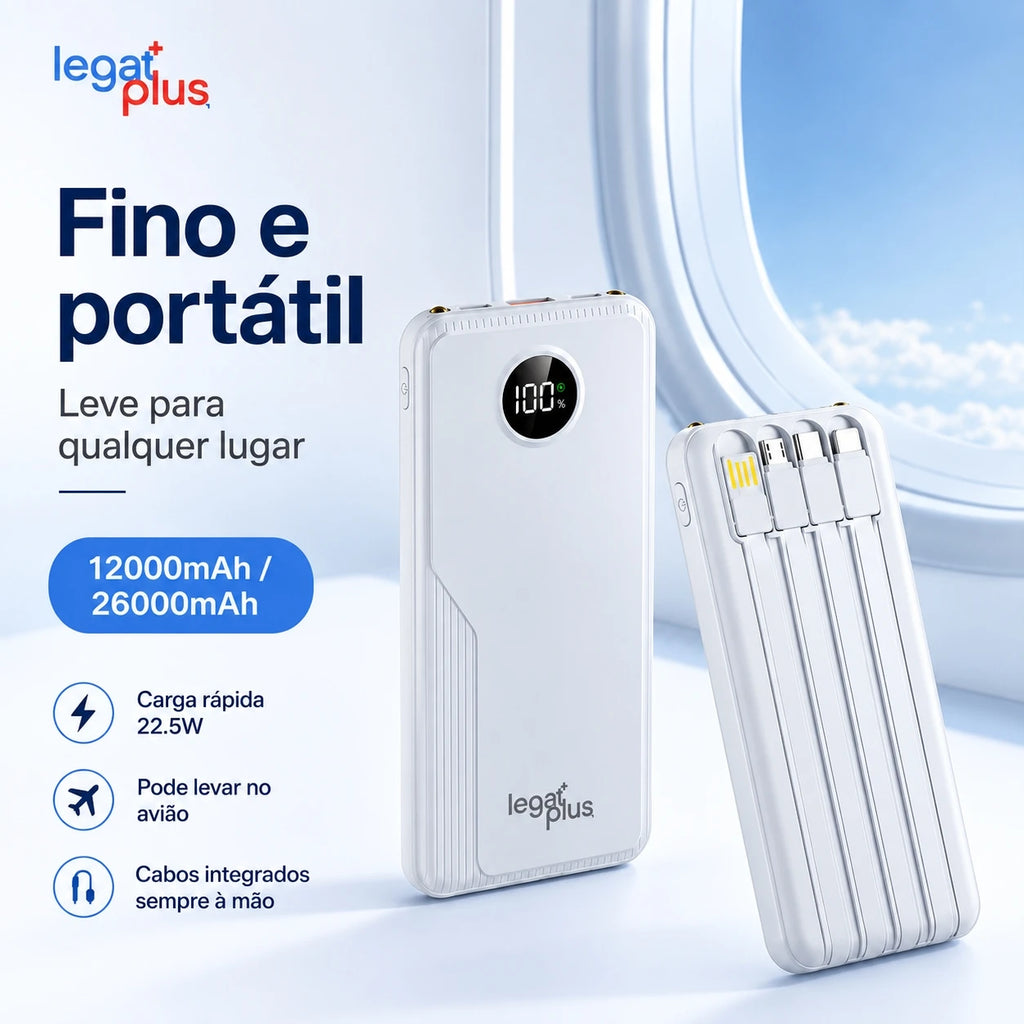 Power Bank 12000mAh/26000mAh Alta Capacidade