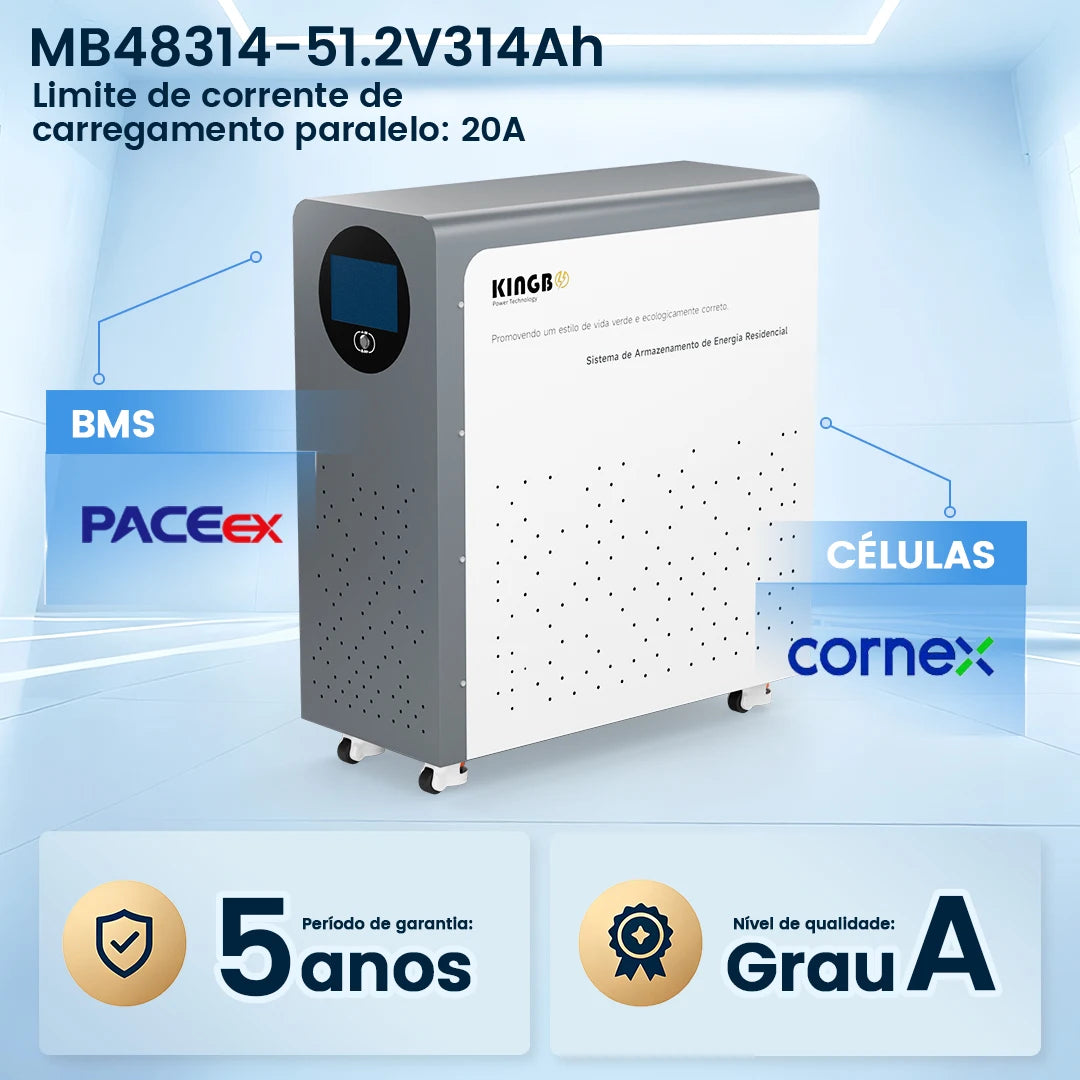 Bateria Solar LiFePO4 51.2V 314Ah 16kWh Kingbo