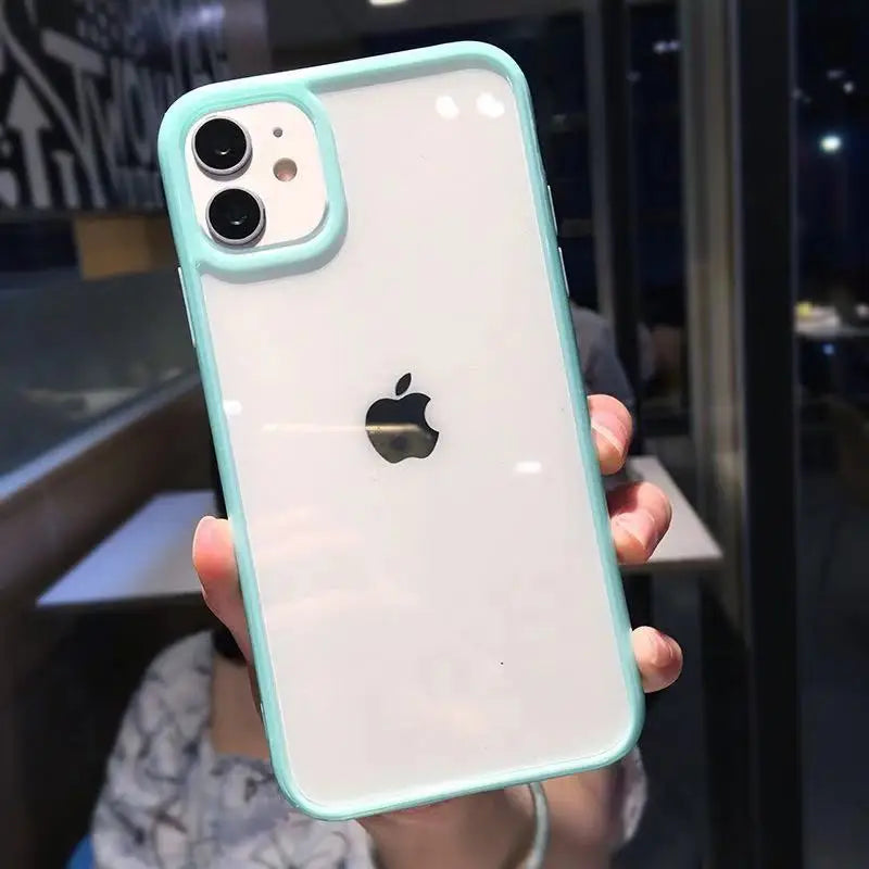 Capinha Silicone Transparente Colorida iPhone