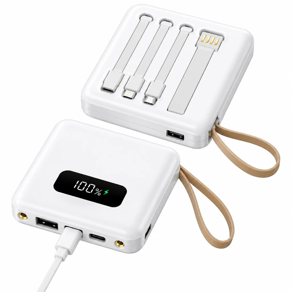 Power Bank 10000mAh com 4 Cabos Integrados